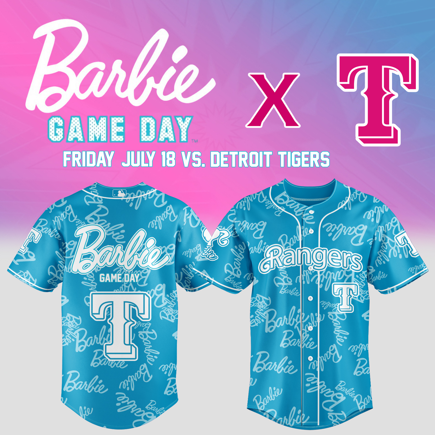 Texas Rangers barbie Teal Jersey 2025 Unique Gifts For Baseball Fans