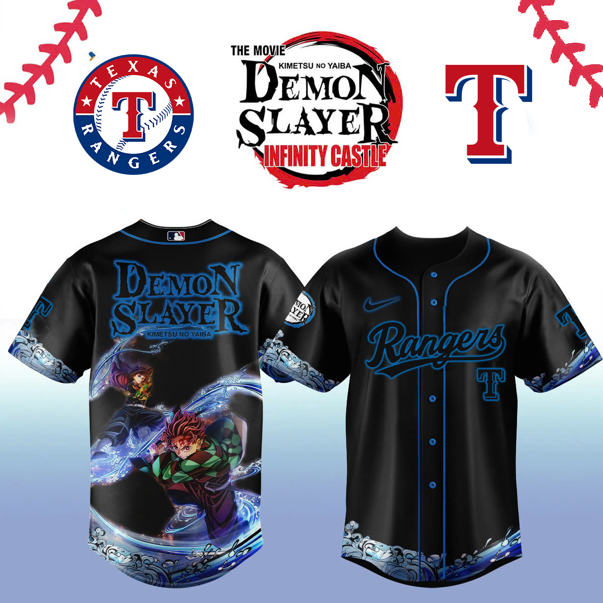 Texas Rangers Demon Slayer Jersey 2025 Best Gifts For Baseball Fans(1)