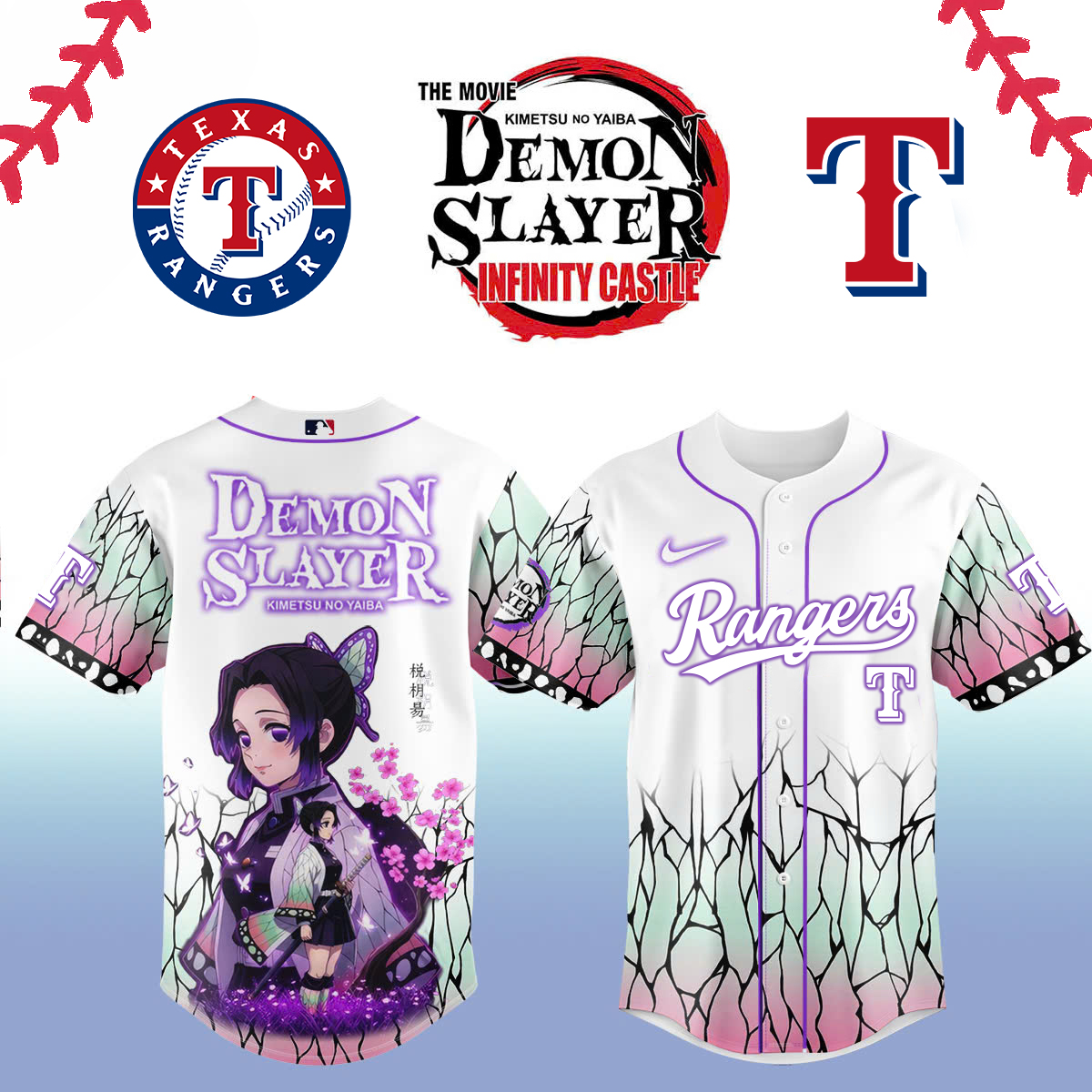 Texas Rangers Demon Slayer Jersey 2025 Best Gifts For Baseball Fans
