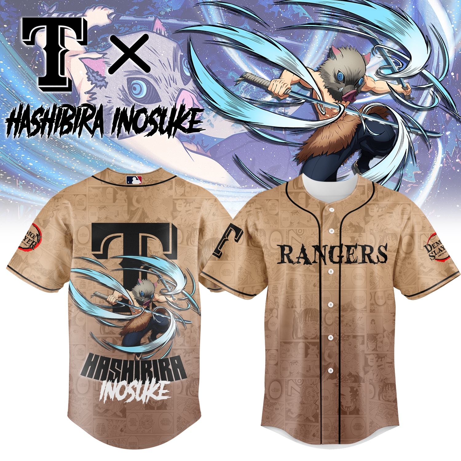 Texas Rangers Demon Slayer Jersey 2025 Gift Ideas For Baseball Fans