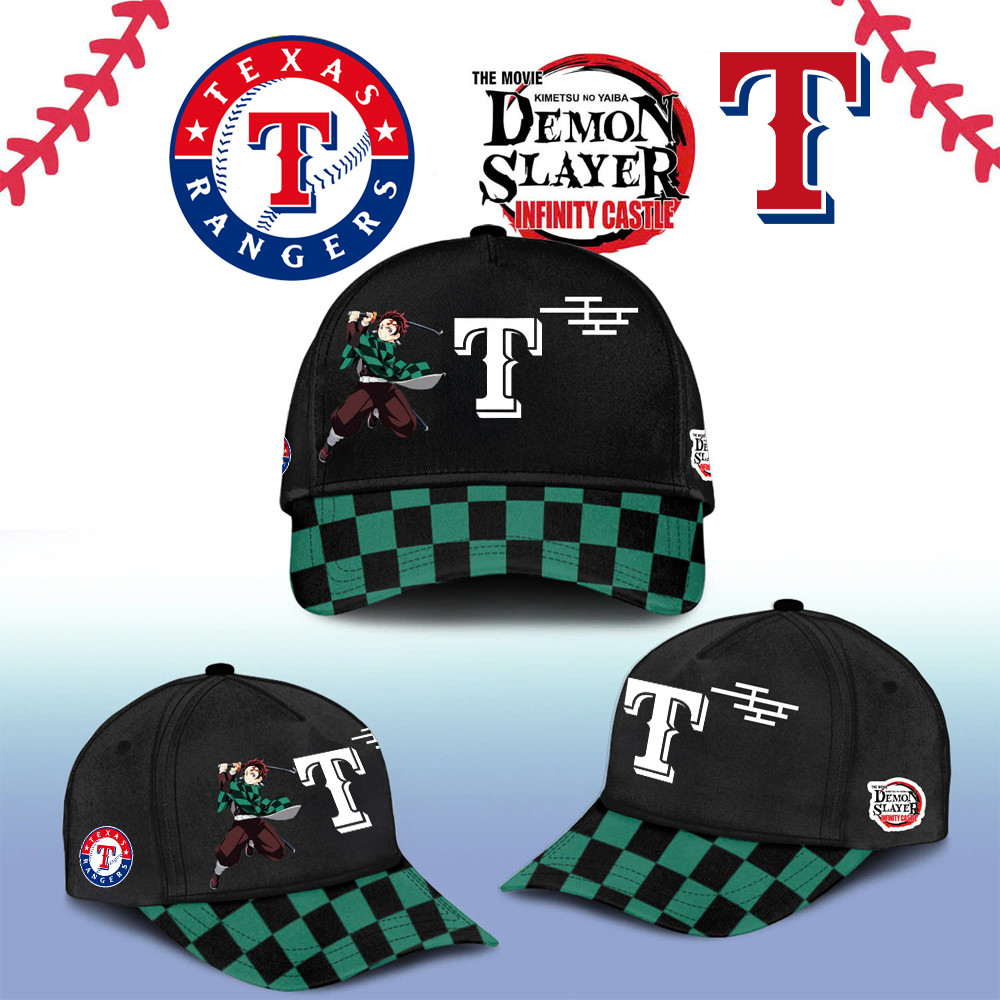Texas Rangers Demon Slayer Tanjiro Cap 2025 Gift Ideas For Baseball Fans