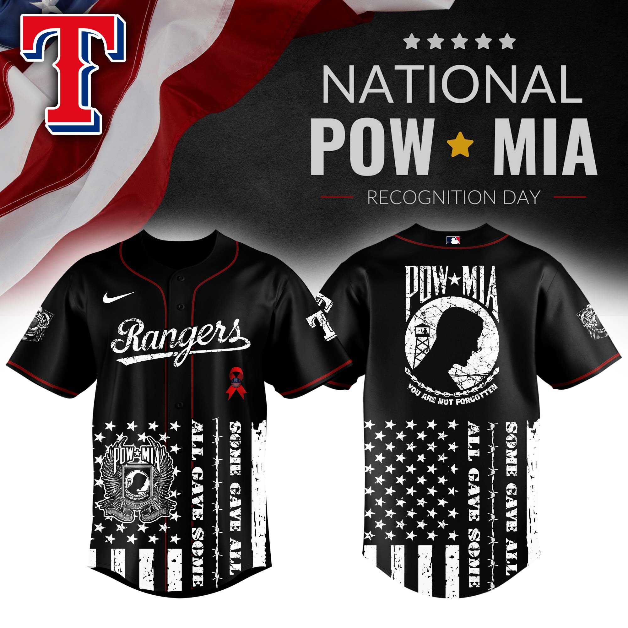 Texas Rangers Mlb X National Powmia Recognition Day Baseball Jersey For Fans