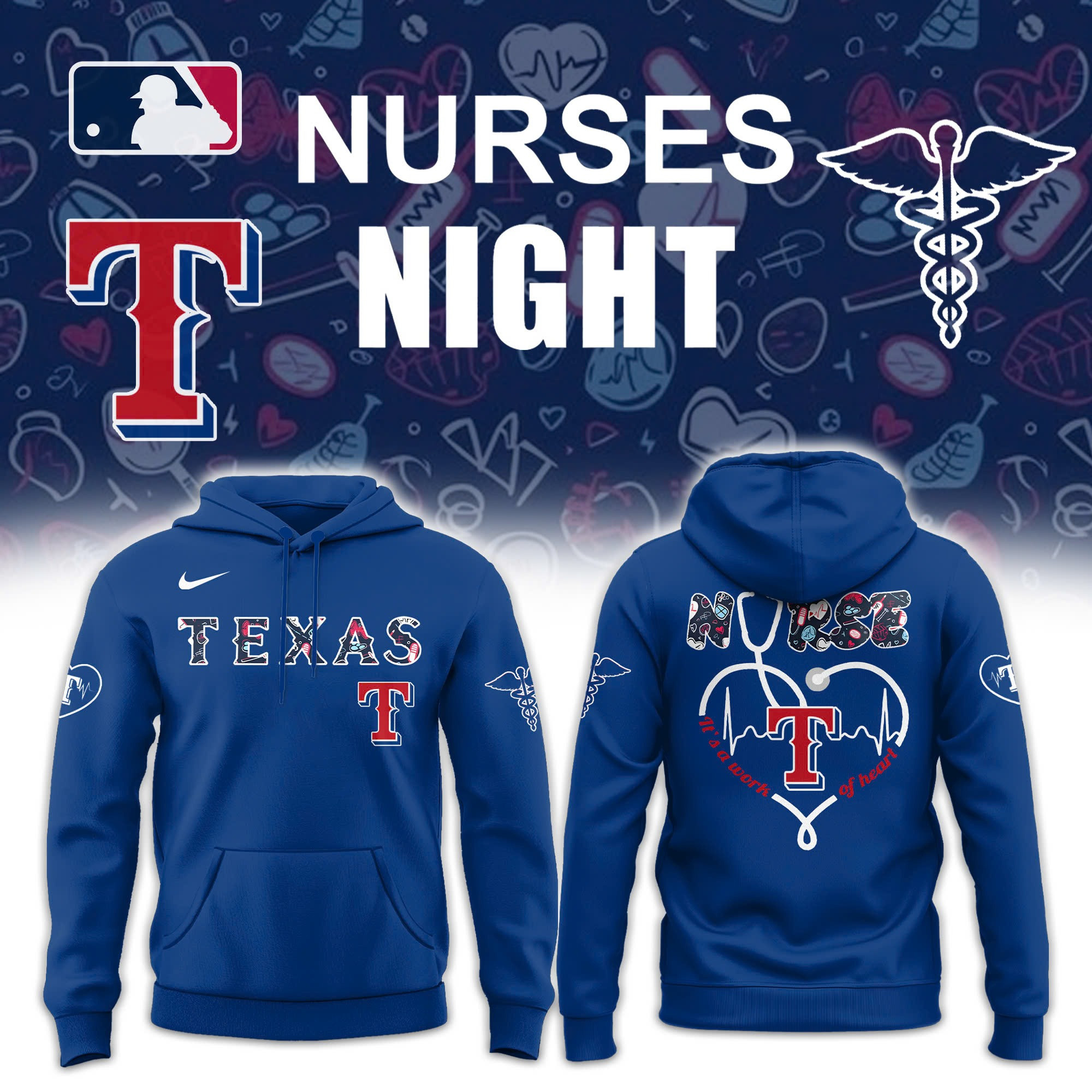 Texas Rangers NURSES Baseball Hoodie Cool Gifts For Baseball Lovers