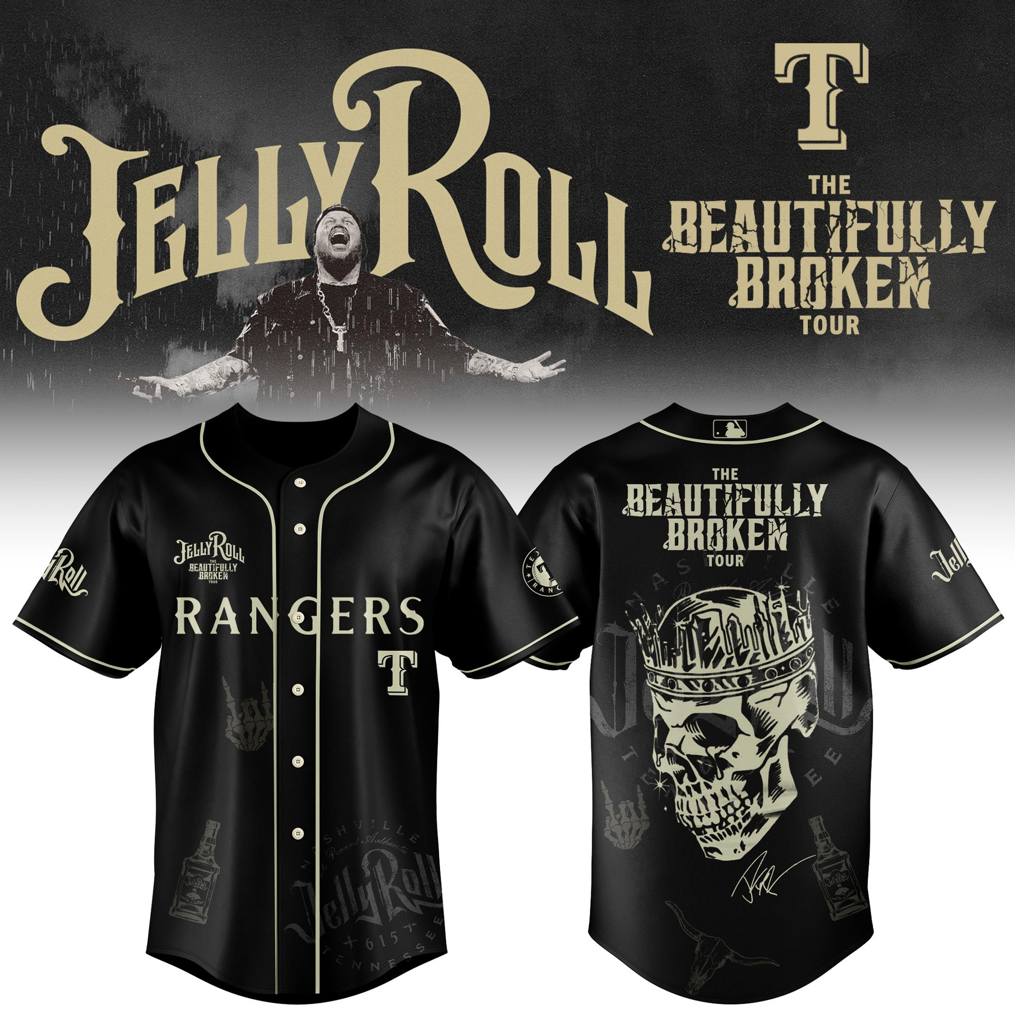 Texas Rangers X Jelly Roll Baseball Jersey 2025 Gift For Jelly Roll Fans