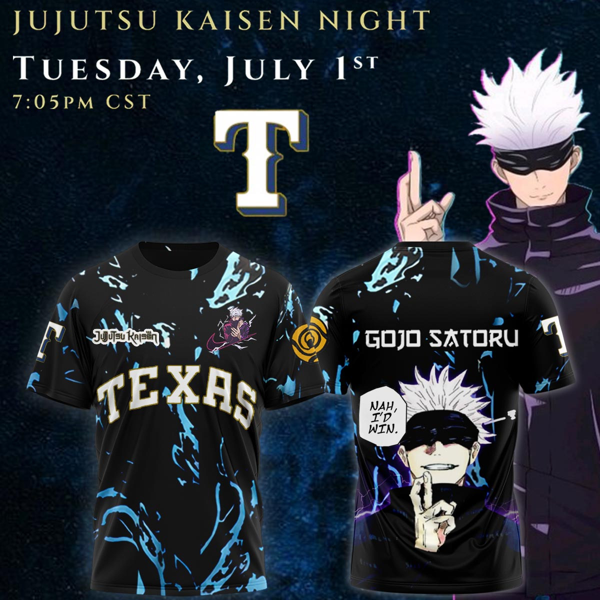 Texas Rangers X Jujutsu Kaisen Tshirt 2025 Baseball Enthusiast Gifts