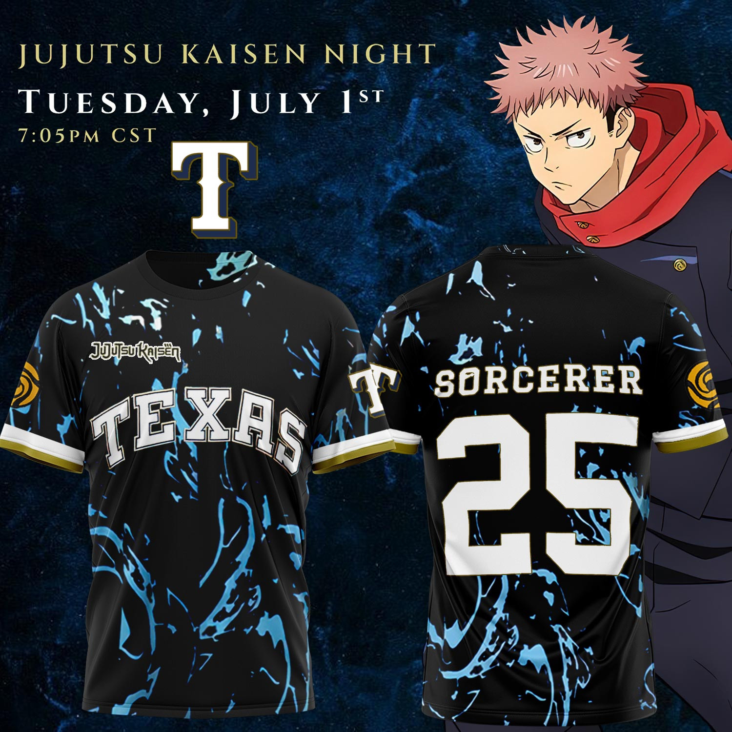 Texas Rangers X Jujutsu Kaisen Tshirt 2025 Best Gifts For Baseball Fans