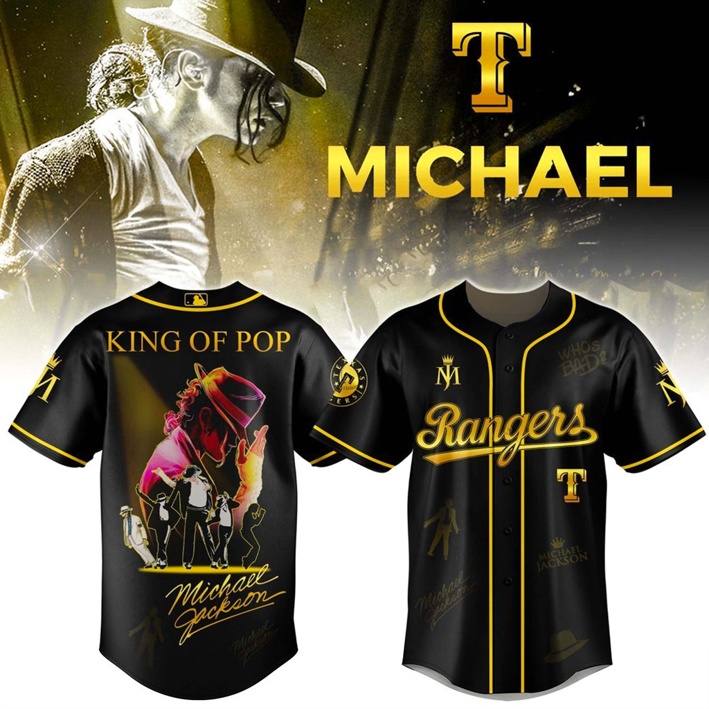 Texas Rangers X Michael Jackson King Of Pop Jersey 2025 Texas Rangers Merch Gifts For Fans