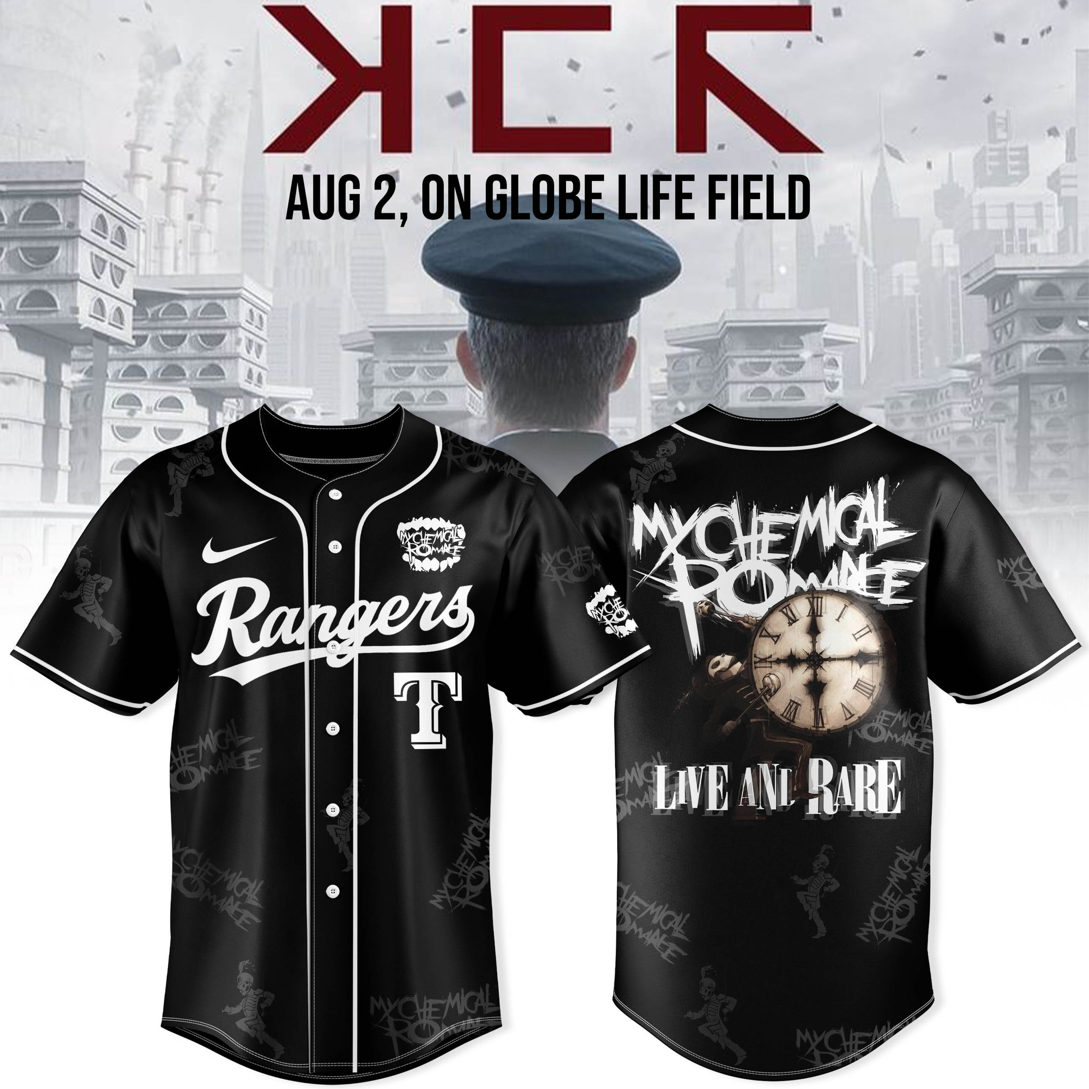 Texas Rangers X My Chemical Romance Jersey Live And Rare Merch Fans Gift