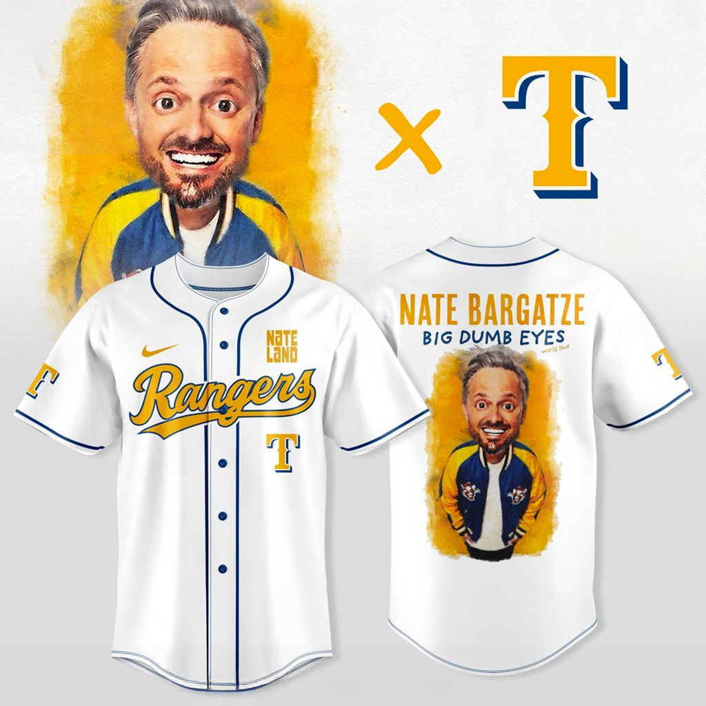 Texas Rangers X Nate Bargatze Big Dumb Eyes World Tour Jersey Texas Rangers Merch Fan Gifts
