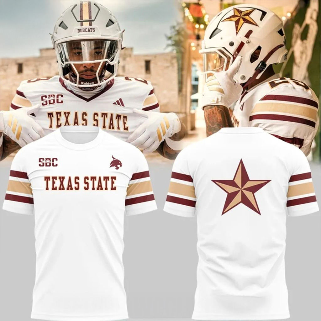 Texas State Bobcats Logo Uniform T-Shirt Texas State Bobcats Merch Football Fan Gift Ideas