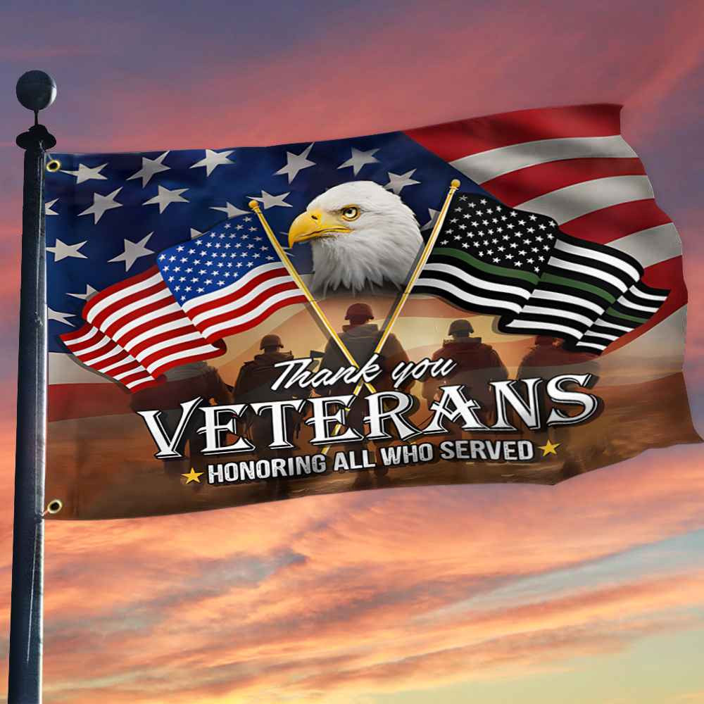 Thank You Veterans Honoring All Who Served Flag American Eagle Memorial Day Veteran Flag