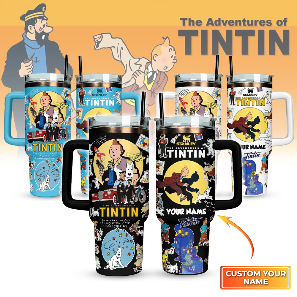 The Adventure Of Tintin Custom Stanley Quencher 40oz Stainless Steel Tumbler With Handle