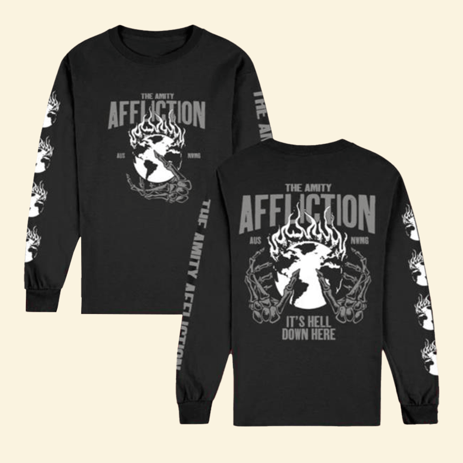 The Amity Affliction It's Hell Down Here Long Sleeve T-Shirt 24Hundred Merch Black