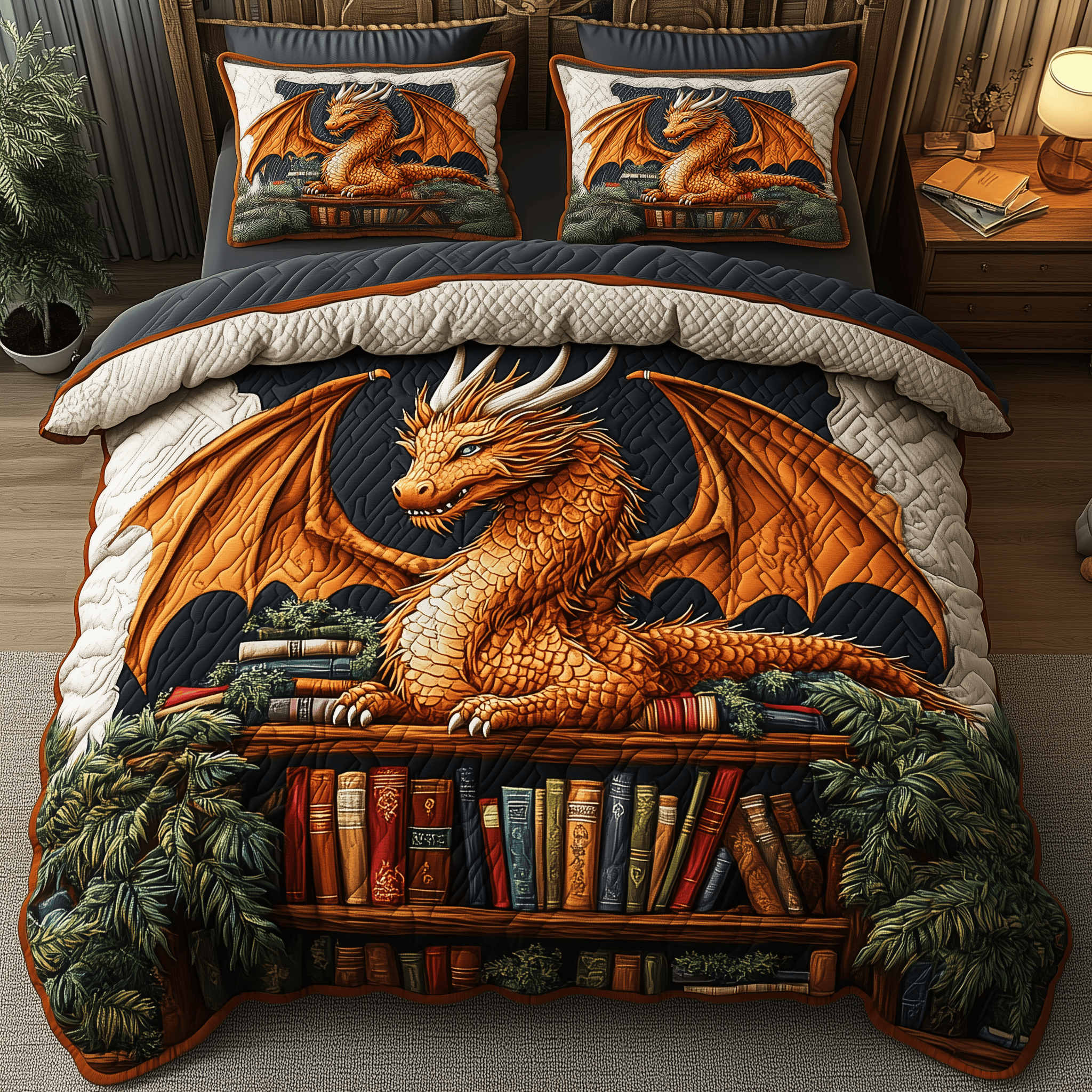 The Arcane Dragonkeeper Quilted Bedding Set Unique Valentines Duvet Cover Set Dragonfly Gift Items