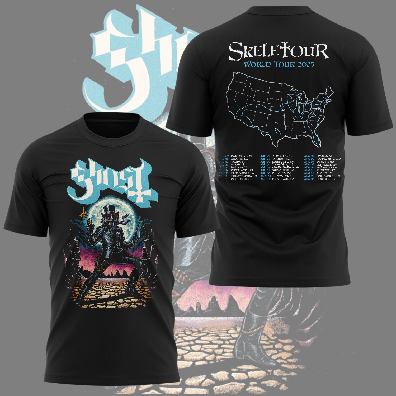 The Band Ghost The Skeletour T-Shirt Music Lover Gifts For Him