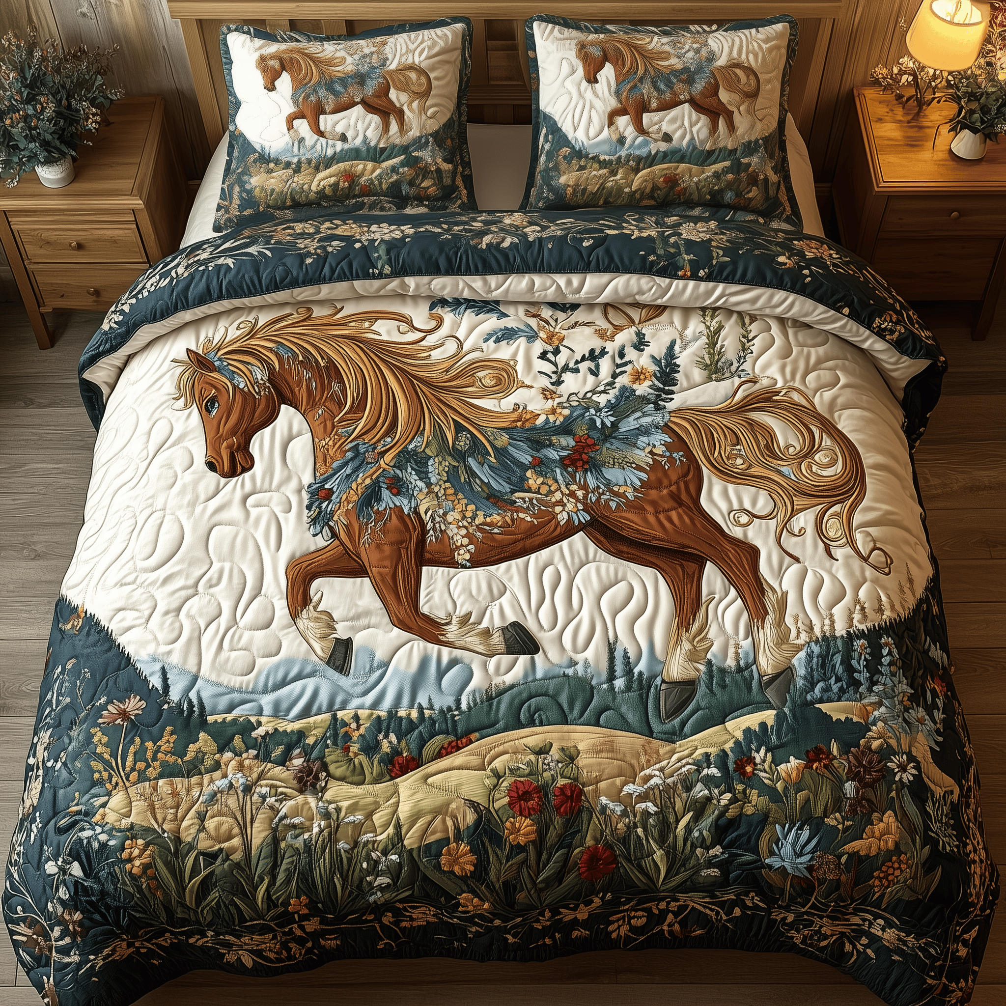 The Enchanted Horse Quilted Bedding Set Valentine'S Day Duvet Cover Set Gifts For People Who Like Horses