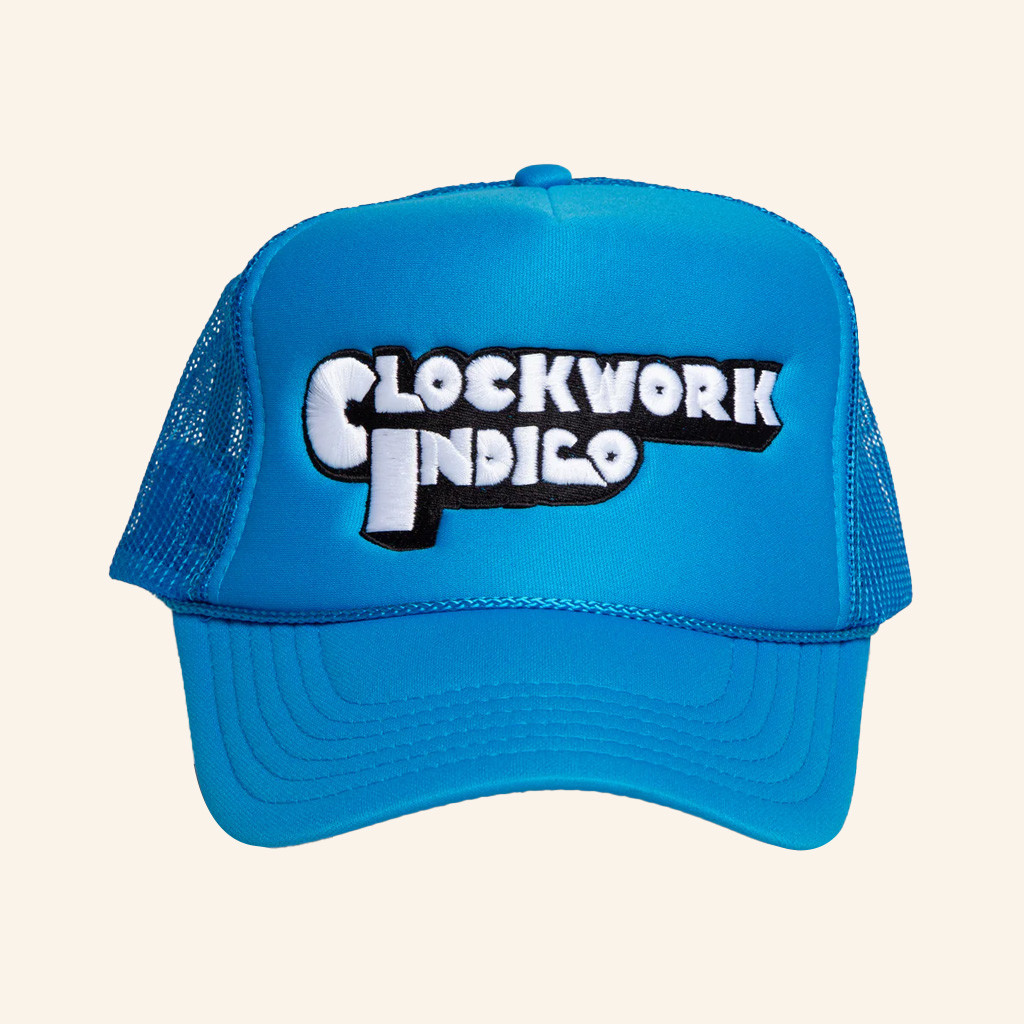 The Glorious Dead Merch Clockwork Indigo Trucker Hat Embroidered Birthday Gift For Him