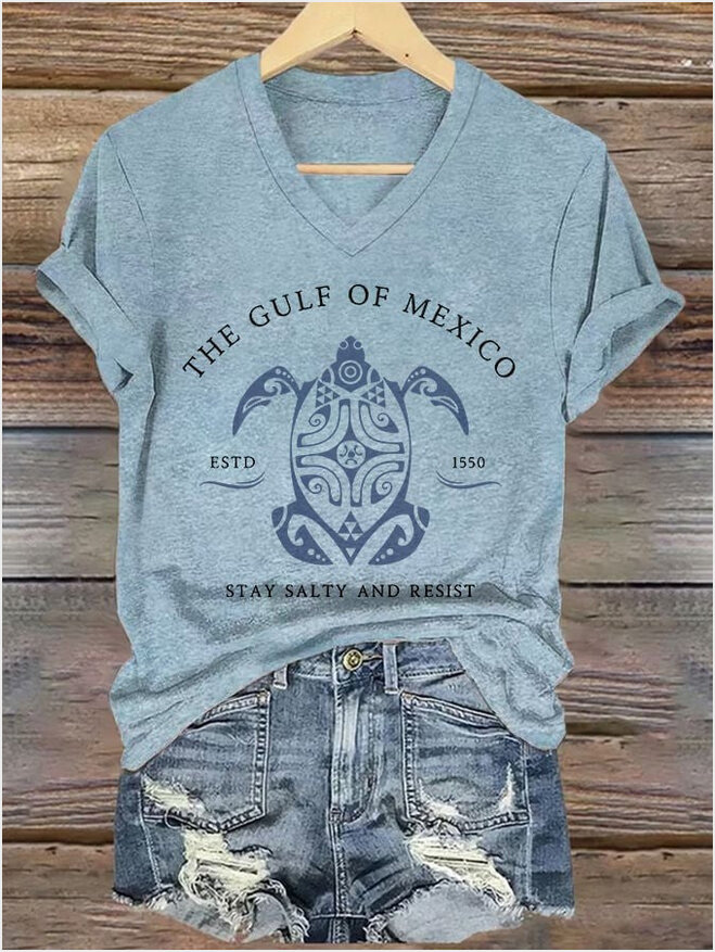 The Gulf Of Mexico Stay Salty And Resist Turtle V-neck T-Shirt F Trump Political Tee