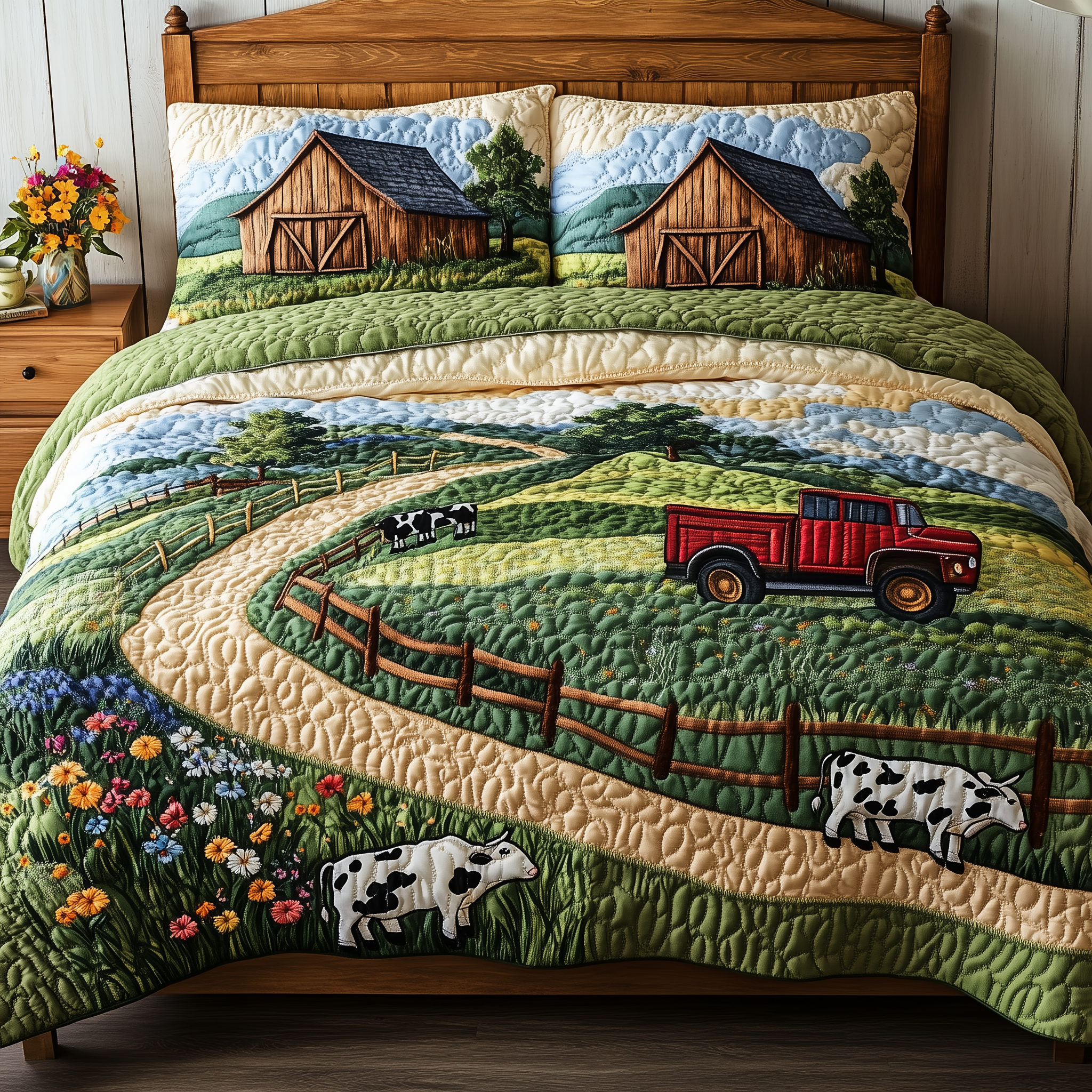 The Heart Of The Farm Quilted Bedding Set Duvet Cover Bedspread Set Item Father's Day Gifts For Husband