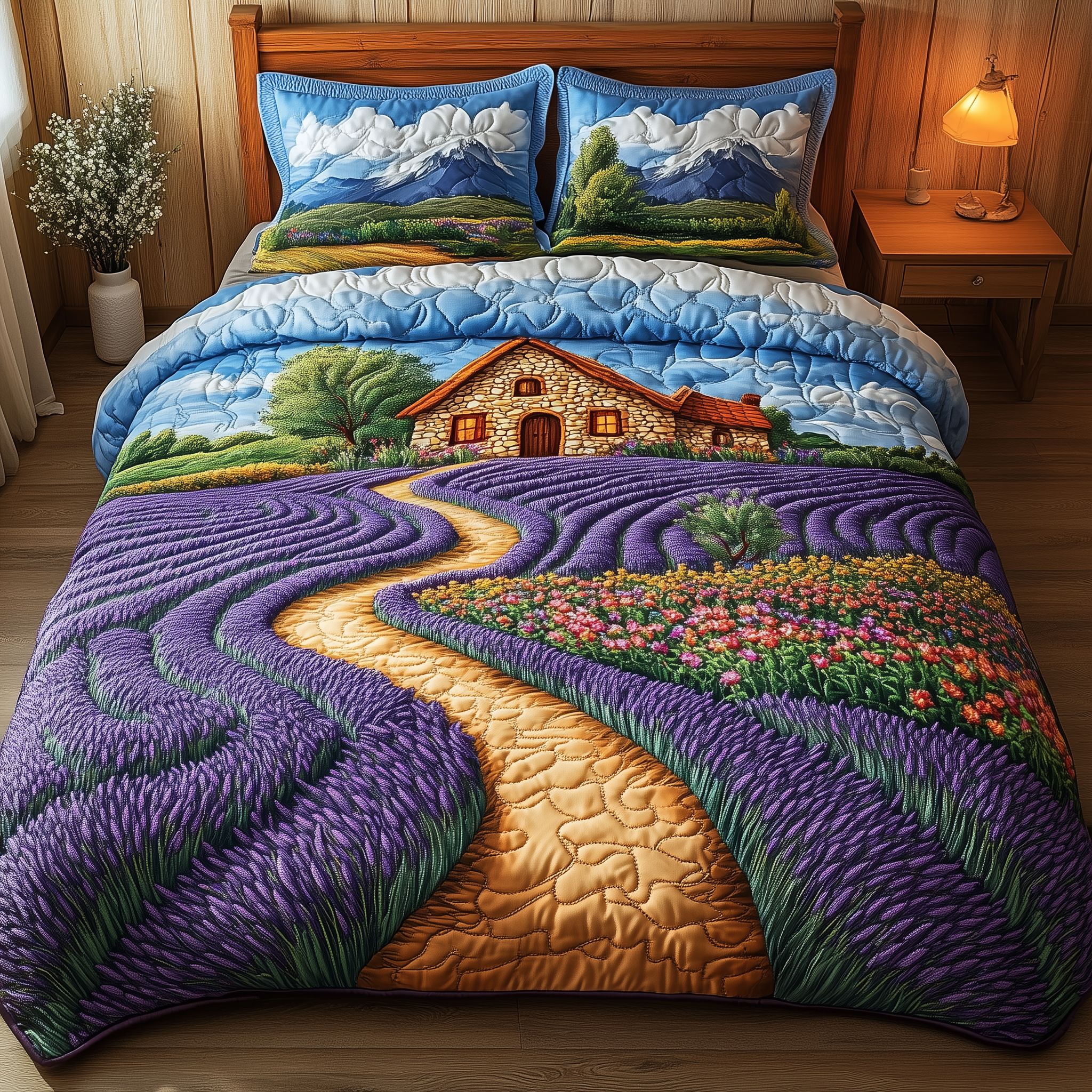 The Lavender Cottage Quilted Bedding Set Awesome Duvet Cover Bedspread Set Unique Mother's Day Gifts