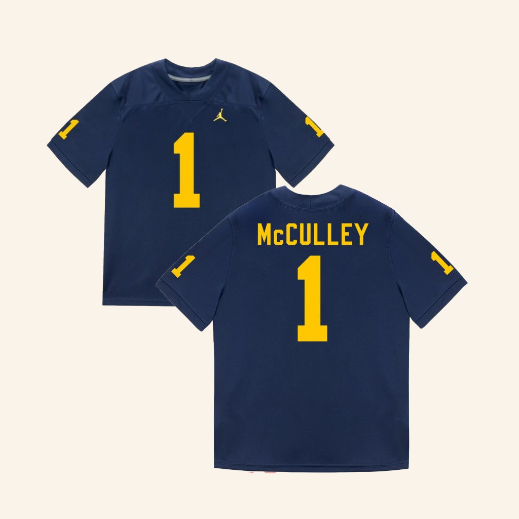 The M Den Merch Michigan Wolverines 1 Donaven Mcculley Student Athlete Blue Football Jersey