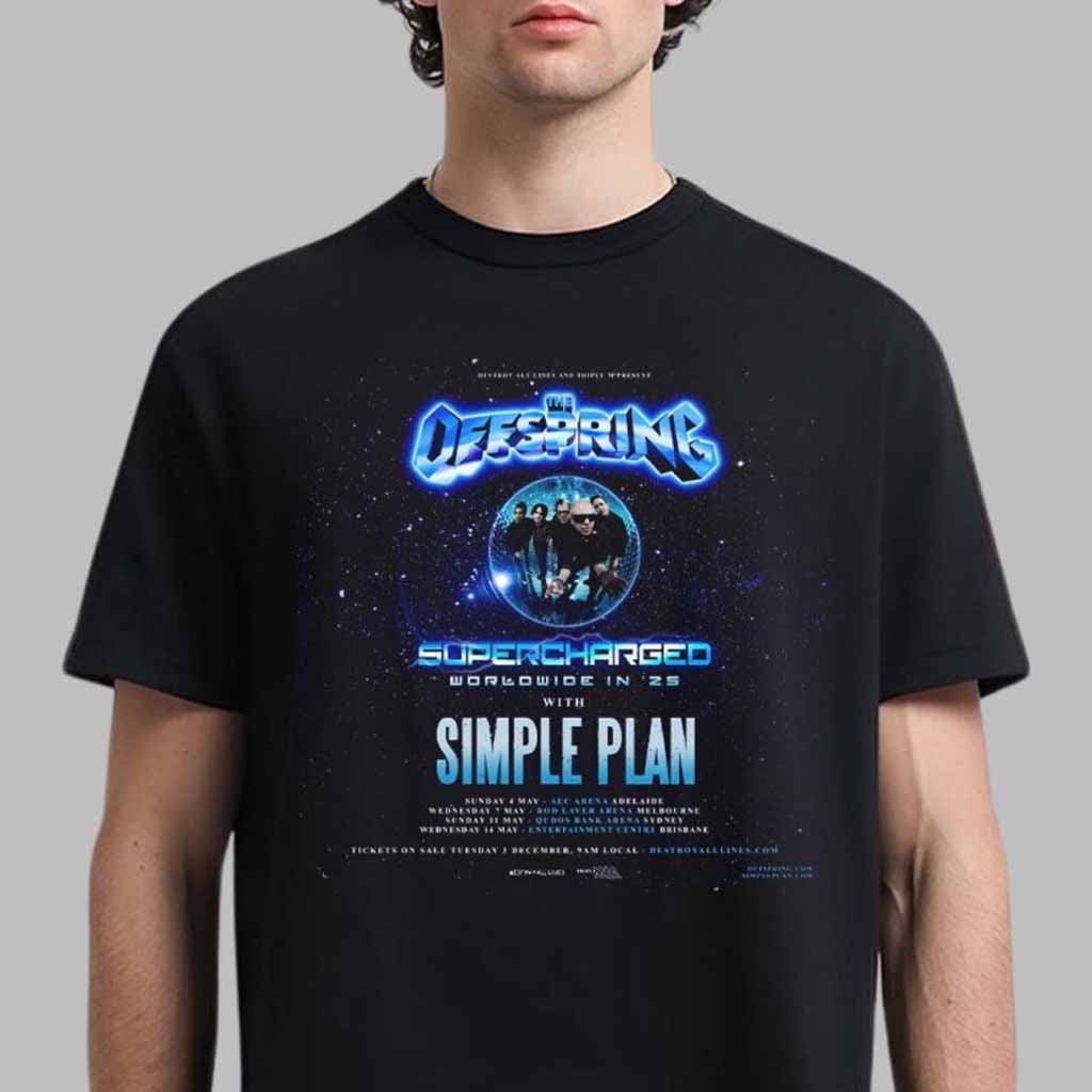 The Offspring Supercharged Worldwide In 25 With Simple Plan Australia Tour Dates List T-Shirt Fan Merch Him Gifts