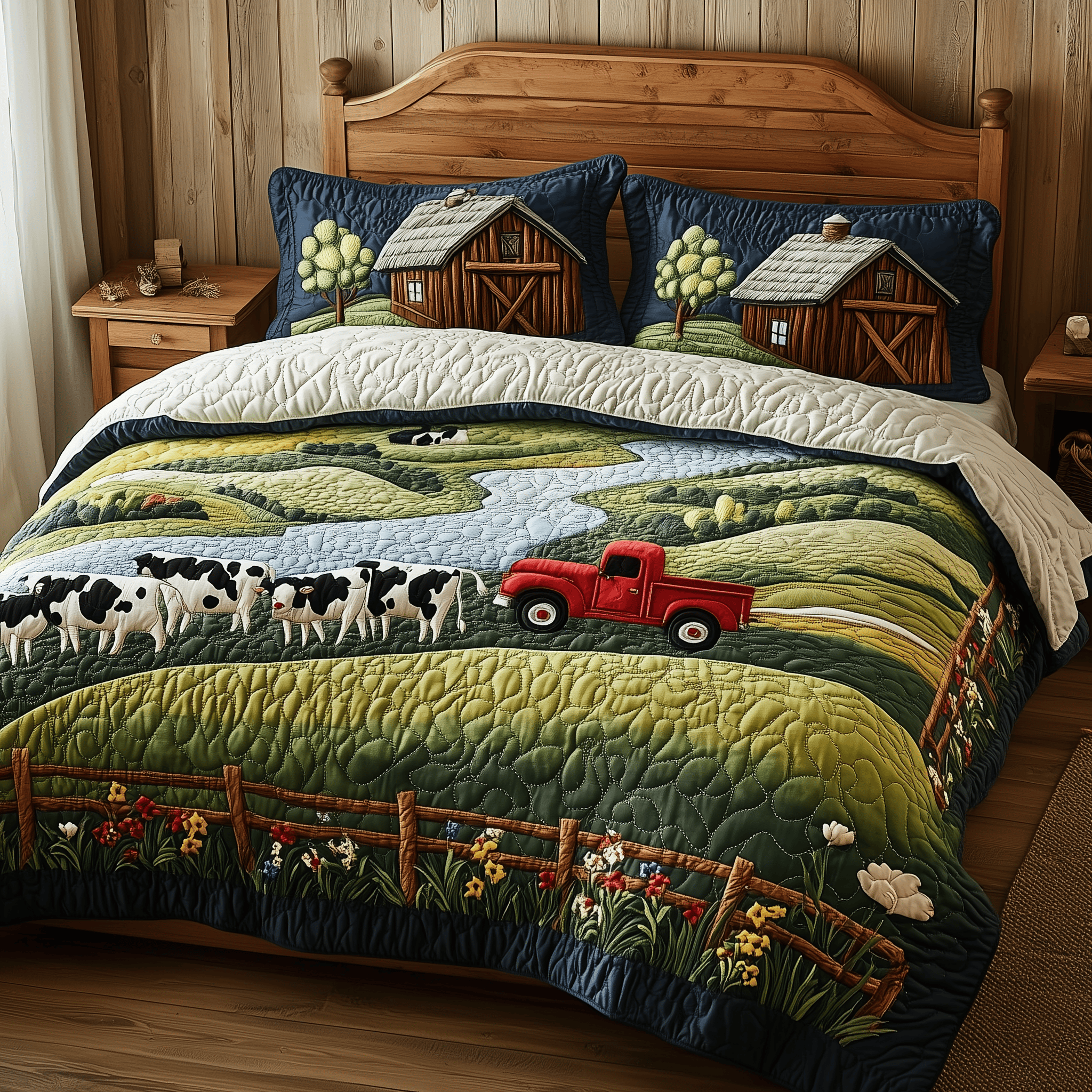 The Peaceful Countryside Quilted Bedding Set Duvet Cover Bedspread Set Item Special Birthday Gifts For Dad