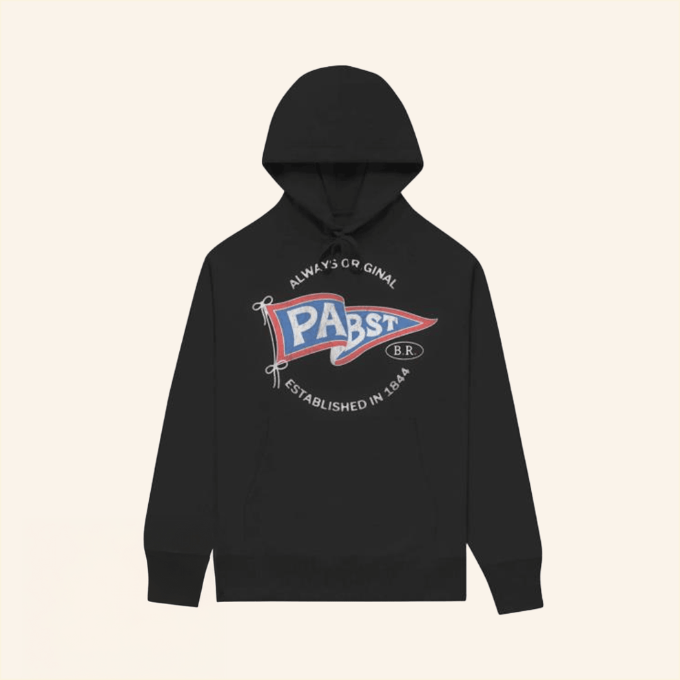 The Pennant Black Hoodie Pabst Blue Ribbon Merch Birthday Gifts For Best Friend