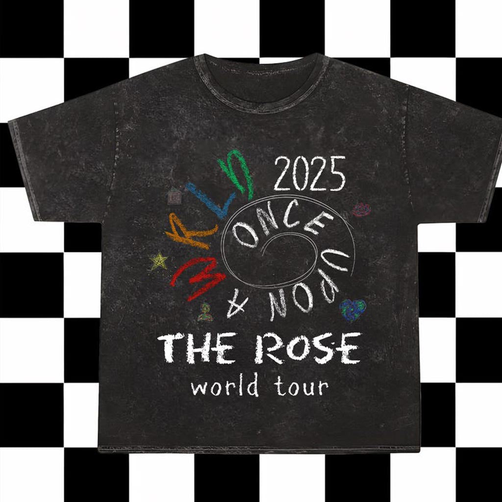 The Rose Once Upon A WRLD Tour Mineral Wash T-Shirt The Rose 2025 World Tour Mineral Black Tee