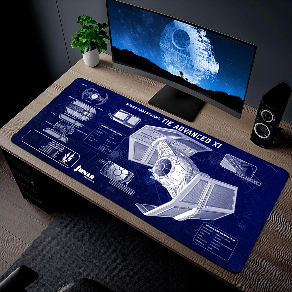 The Tie Fighter Blueprint Desk Mat Star Wars Fans Gift For Him Her