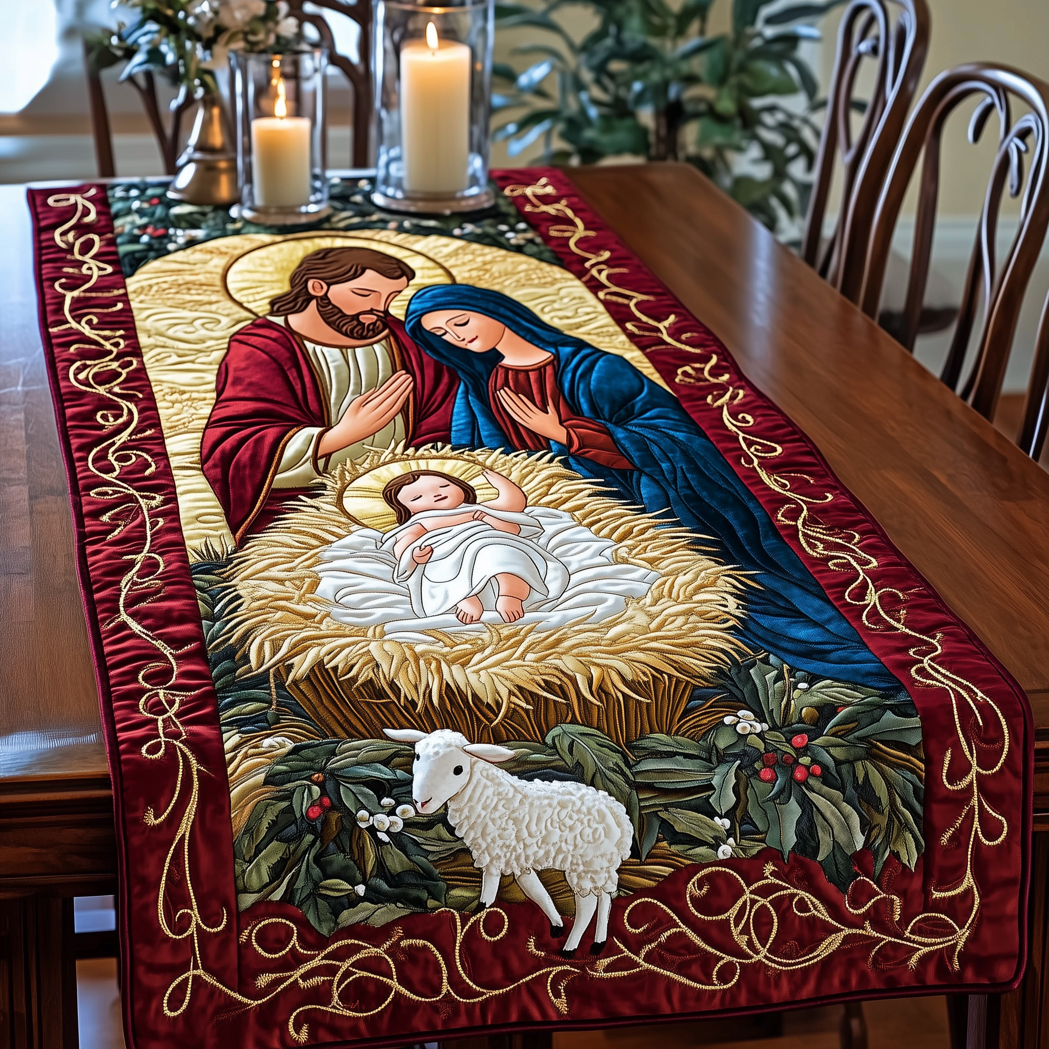 The Whole Reason For The Season Quilted Table Runner Reflect the Spirit of Christmas