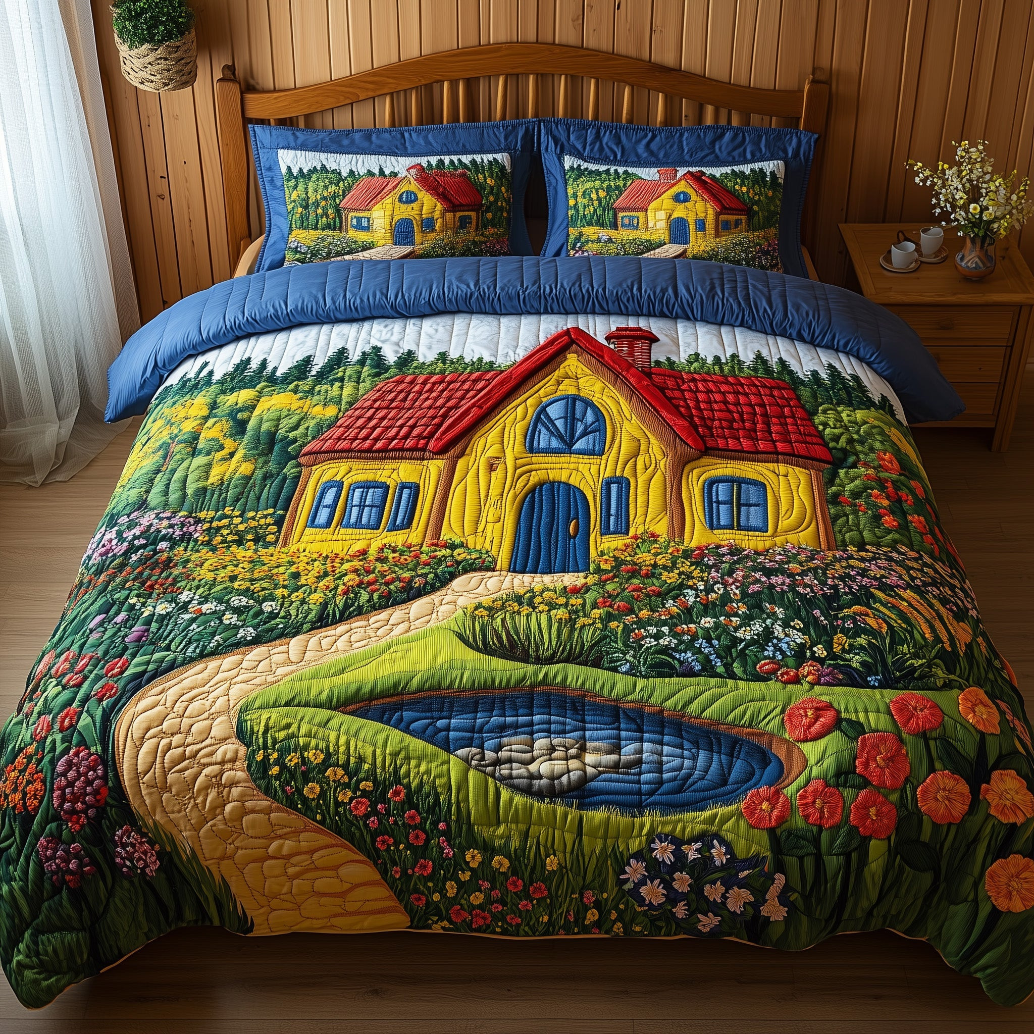 The Yellow Cottage Quilted Bedding Set Duvet Cover Bedspread Set Item Birthday Gifts For Soul Sisters