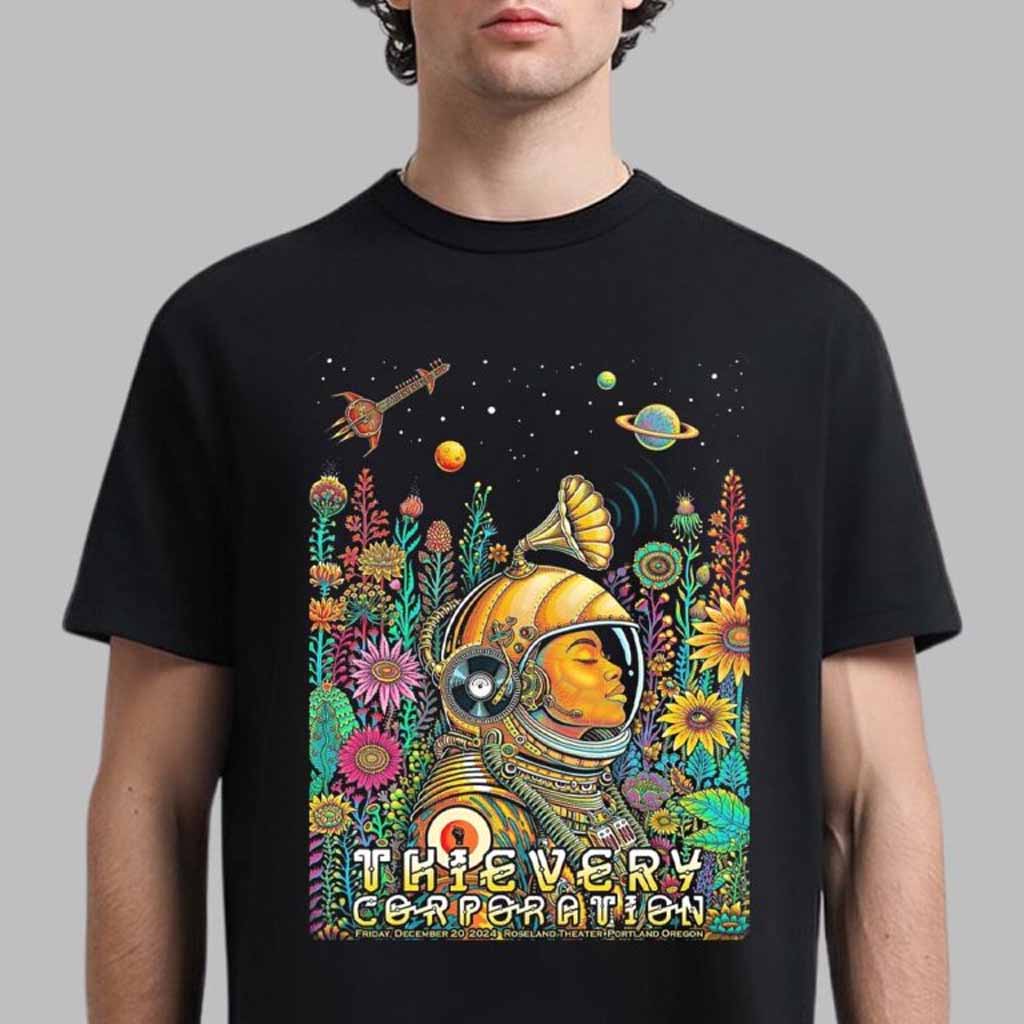 Thievery Corporation Poster For Show In Portland Oregon At Roseland Theater On December 20 2024 T-Shirt Thievery Corporation Merch Fans Gift