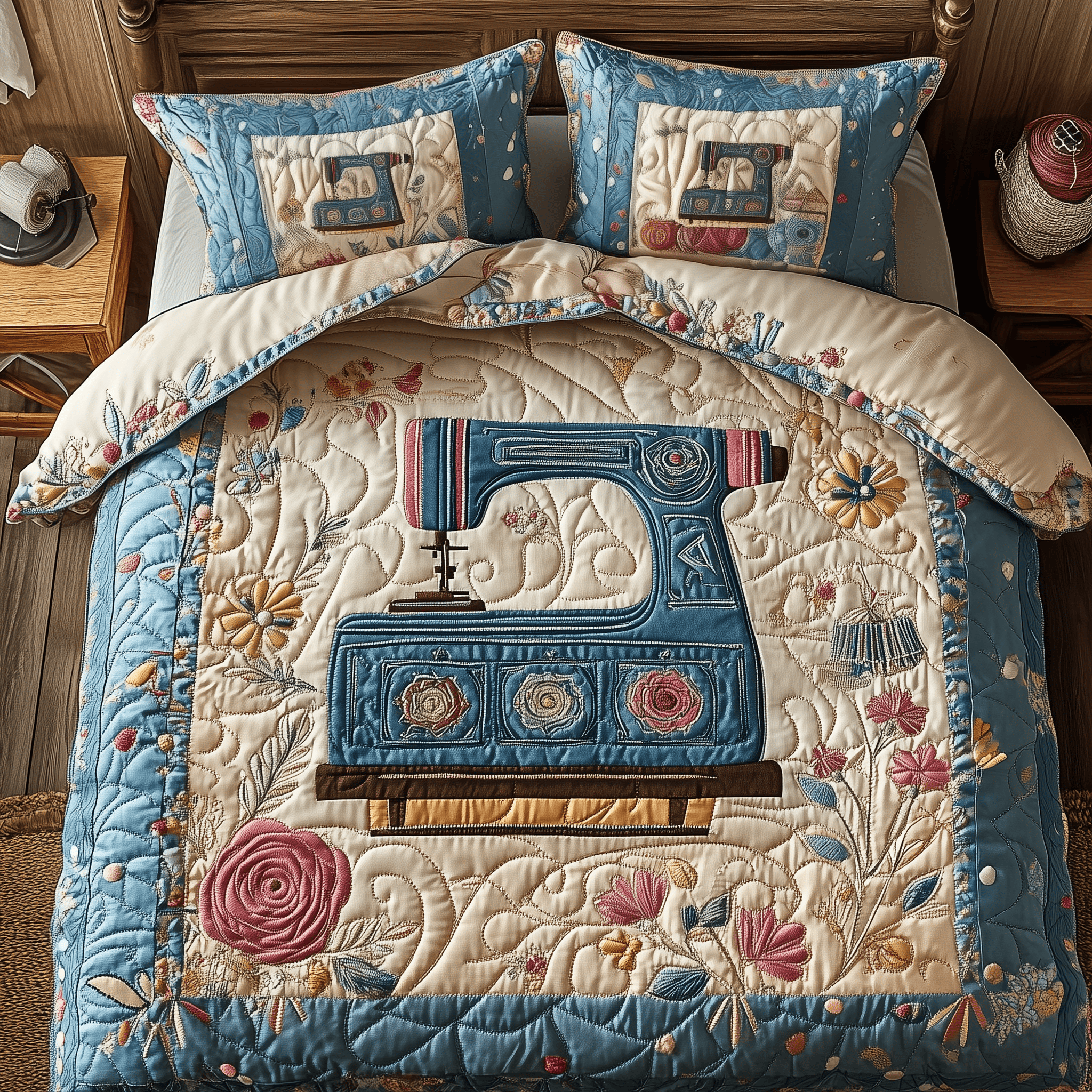 Timeless Sewing Charm Quilted Bedding Set Best Duvet Cover Bedspread Set Presents From Daughter To Dad
