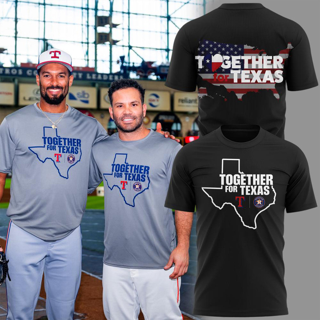 Together For Texas 2025 Black T-Shirt Houston Texans Merch Texas Strong Gifts For Fans