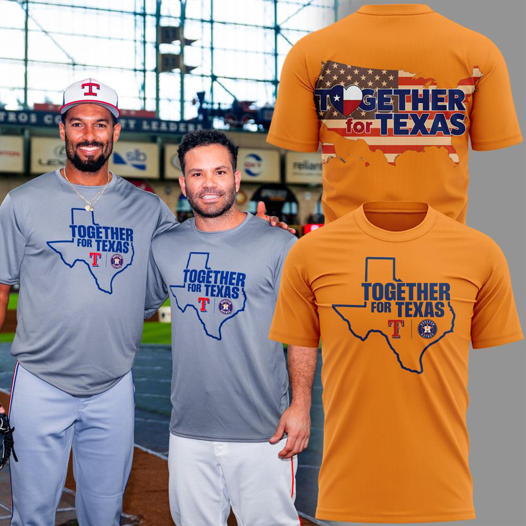 Together For Texas 2025 Orange T-Shirt Houston Texans Merch Support Texas Gifts For Fans