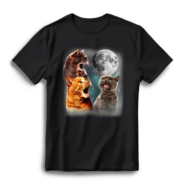 3 Cat Moon - Howling Cat Head for Cat Lovers, Cat Mom & Dad T-Shirt