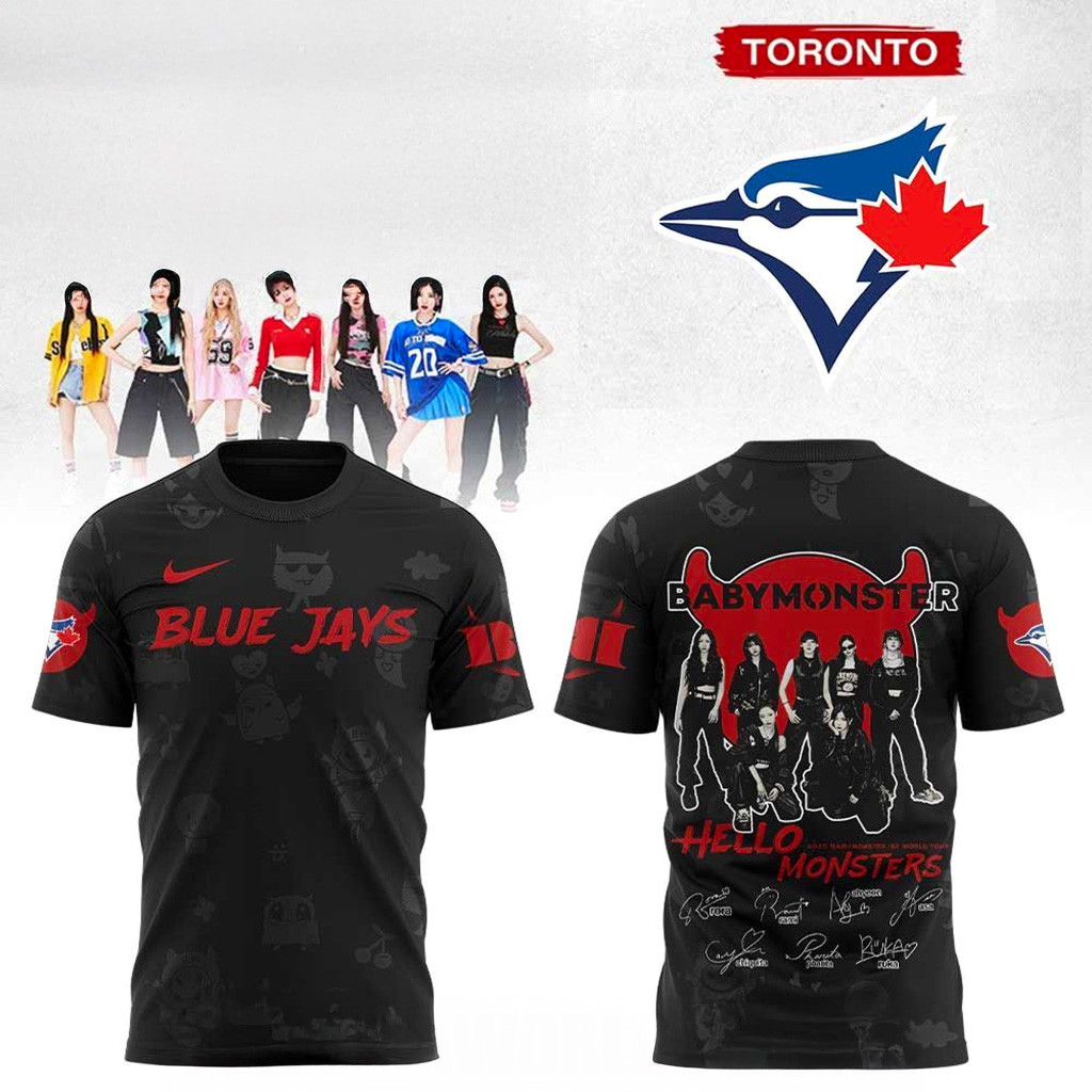 Toronto Blue Jays Baby Monster 1sst World Tour 2025 Signature Black T-Shirt Jays Merch