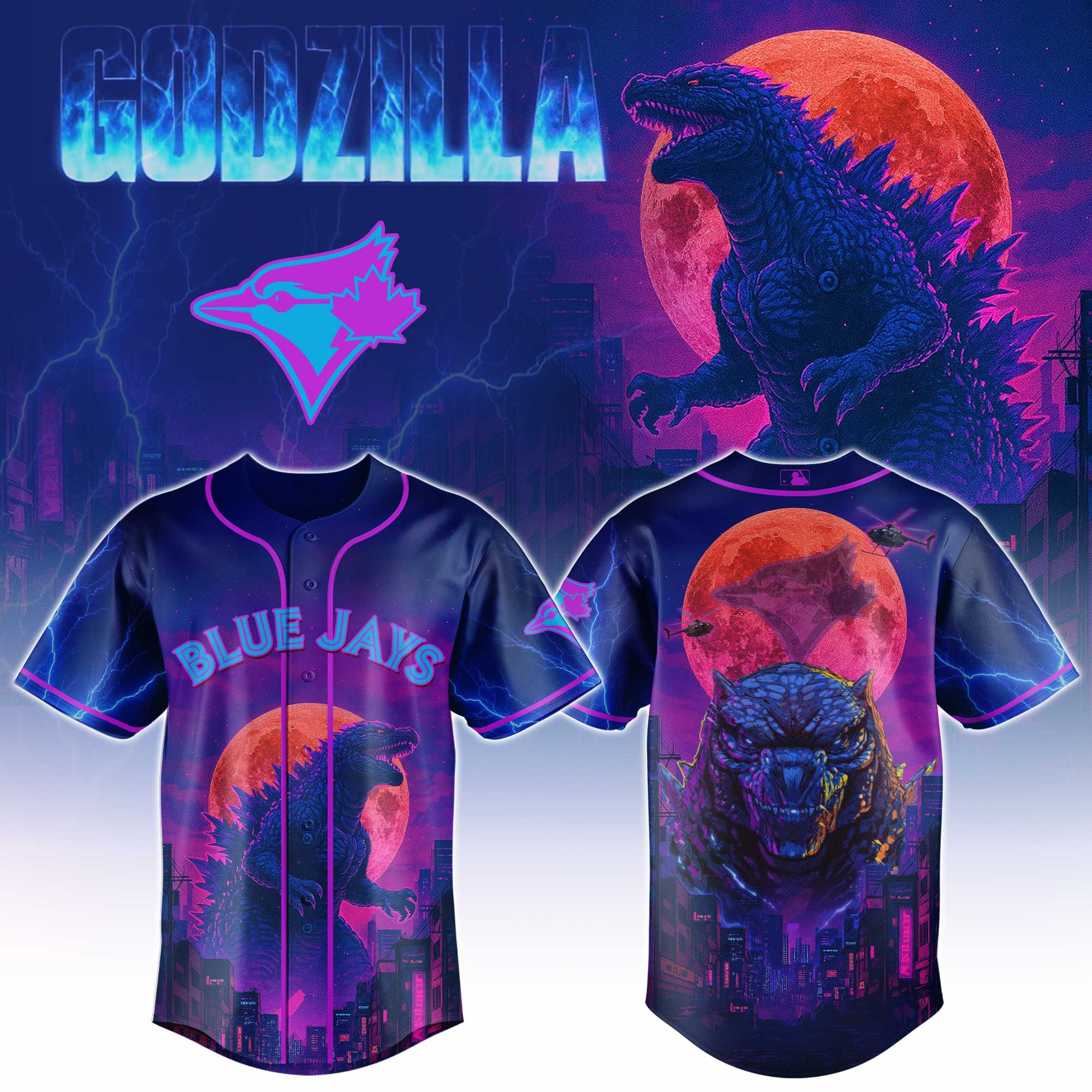Toronto Blue Jays Mlb X Godzilla Baseball Jersey For Fans