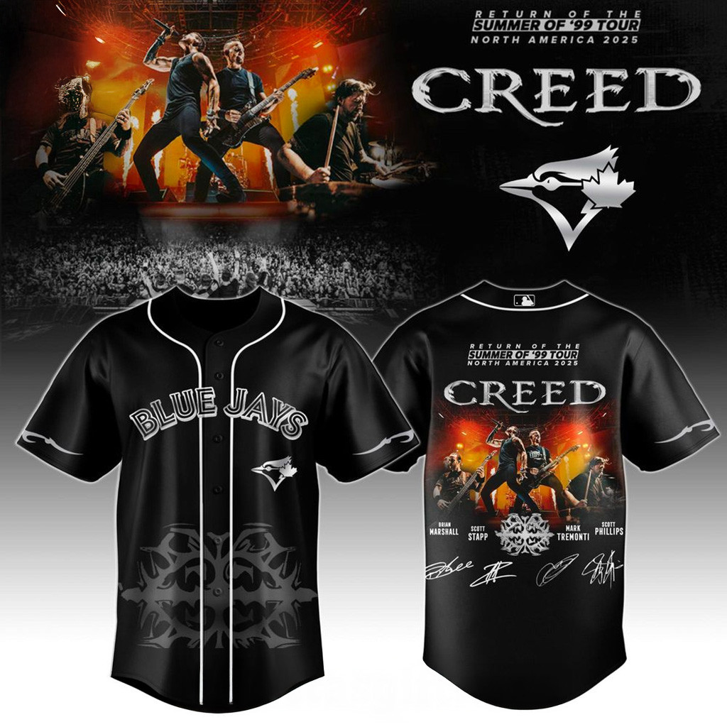 Toronto Blue Jays X Creed Summer Of 99 And Beyond Tour 2025 Jersey Jays Merch Gift For Fans