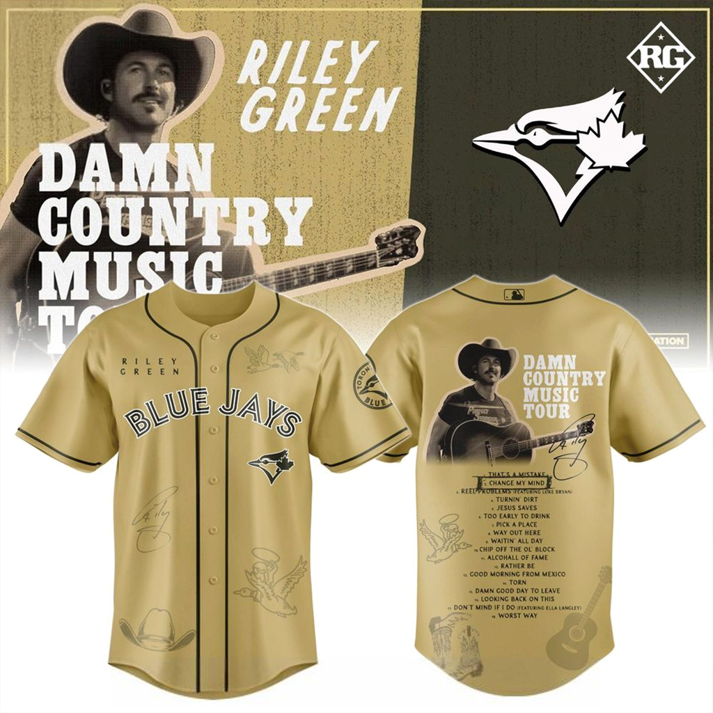 Toronto Blue Jays X Riley Green Damn Country Music Tour Jersey Toronto Blue Jays Merch
