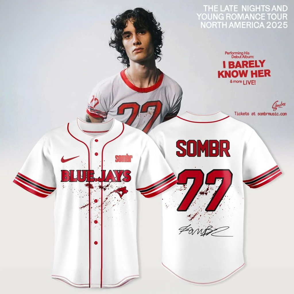 Toronto Blue Jays X Sombr The Late Nights Young Romance Tour 2025 Jersey Jays Merch_
