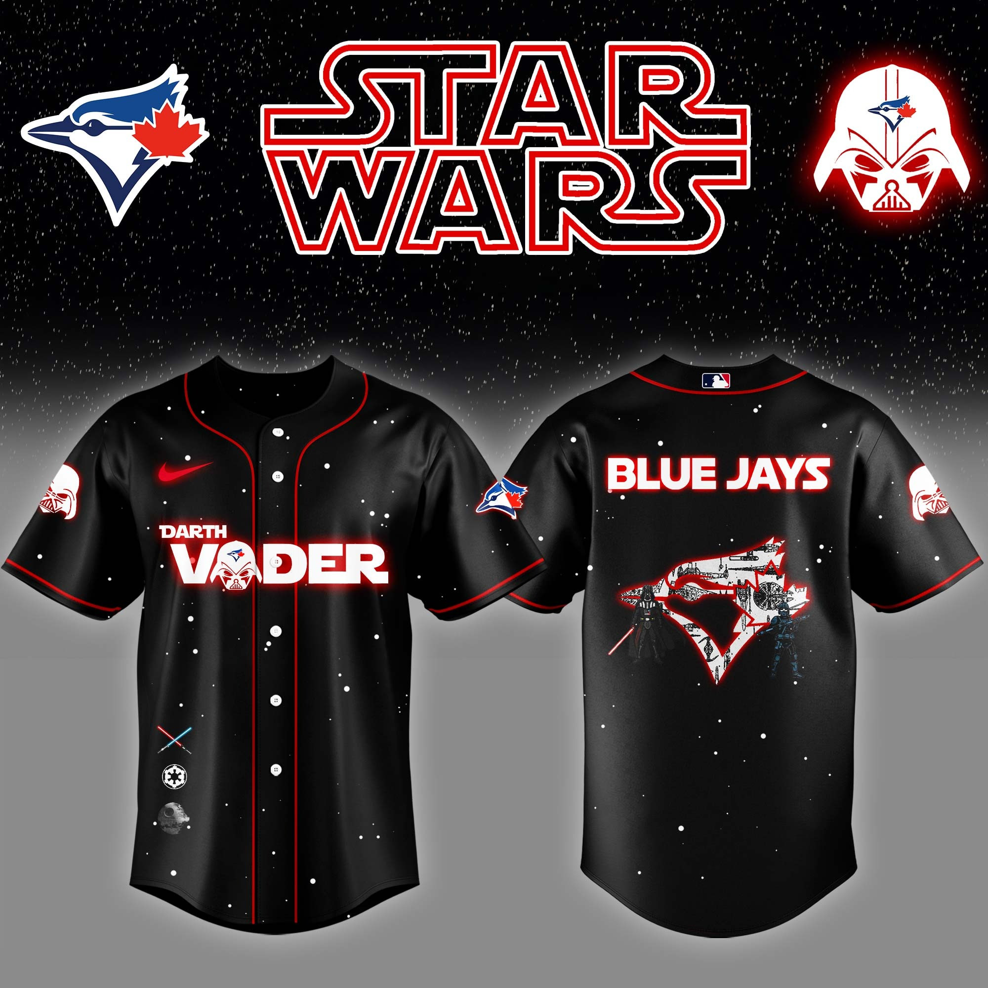 Toronto Blue Jays x Star Wars Darth Vader Night Baseball Jersey Gift Ideas For Hockey Fans