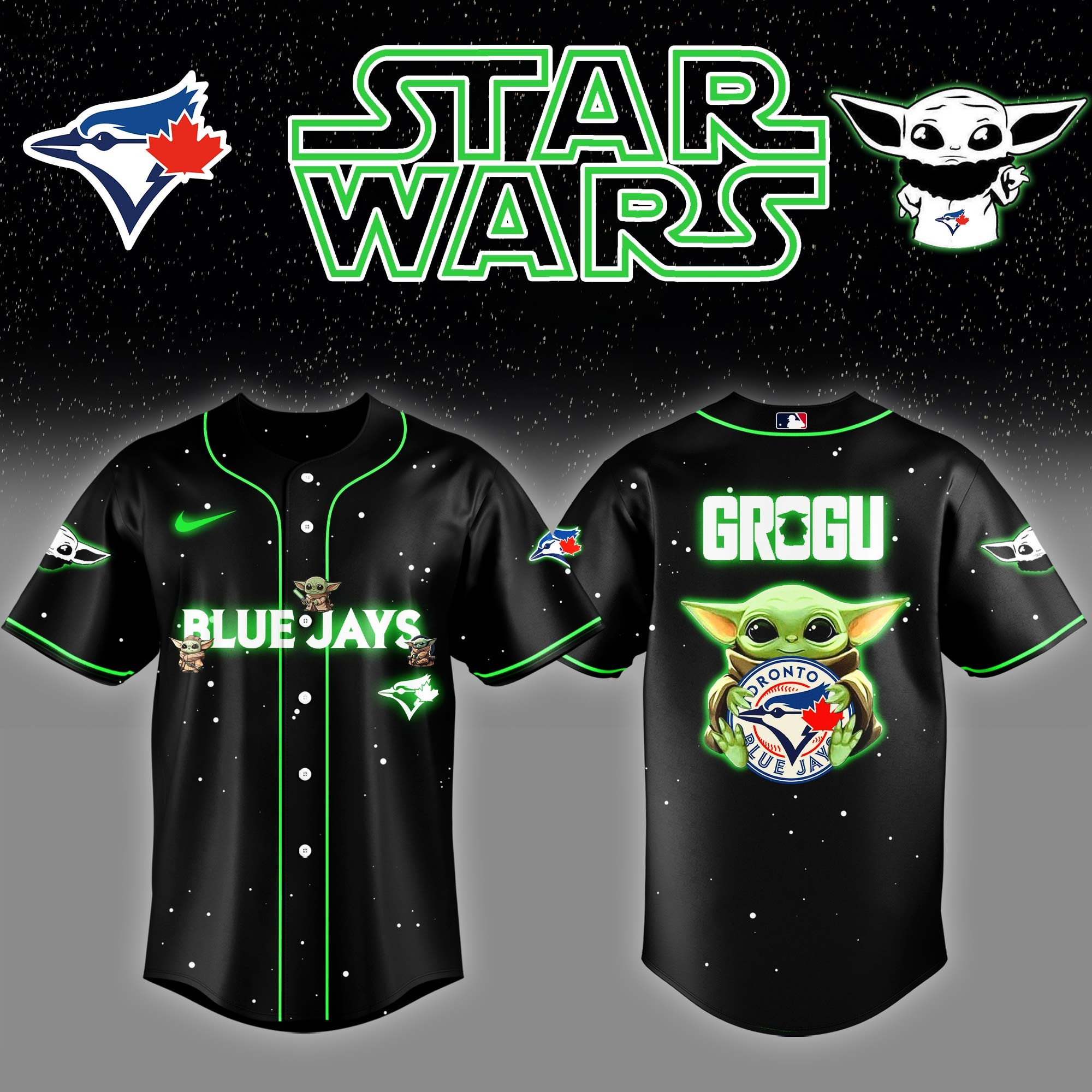 Toronto Blue Jays x Star Wars Grogu Night Baseball Jersey Best Gifts For Hockey Lovers
