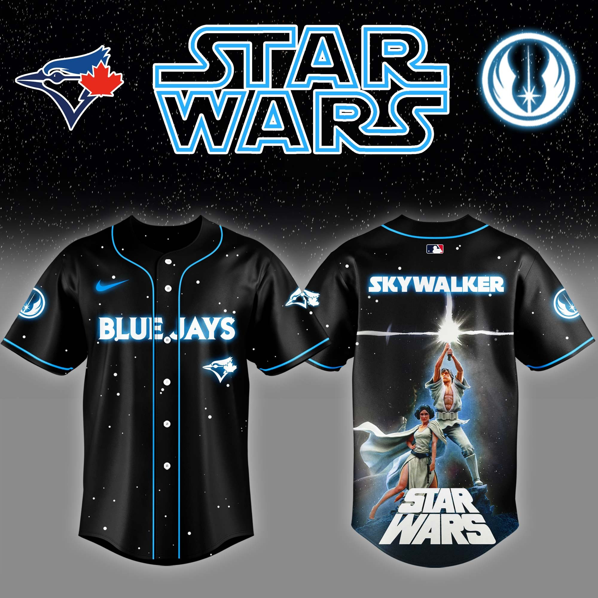 Toronto Blue Jays x Star Wars Luke Skywalker Game Night Baseball Jersey Gifts For Hockey Lovers