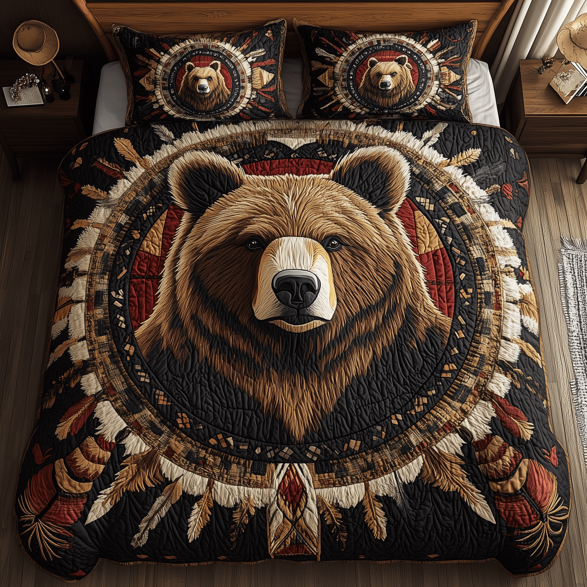 Totemic Power Circle Quilted Bedding Set Best Duvet Cover Bedspread Set Mother's Day Gift Ideas For Wife