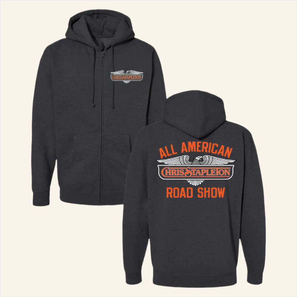 Tour 2025 Triumph Eagle Design Zip Hoodie Chris Stapleton Merch Birthday Gifts For Father