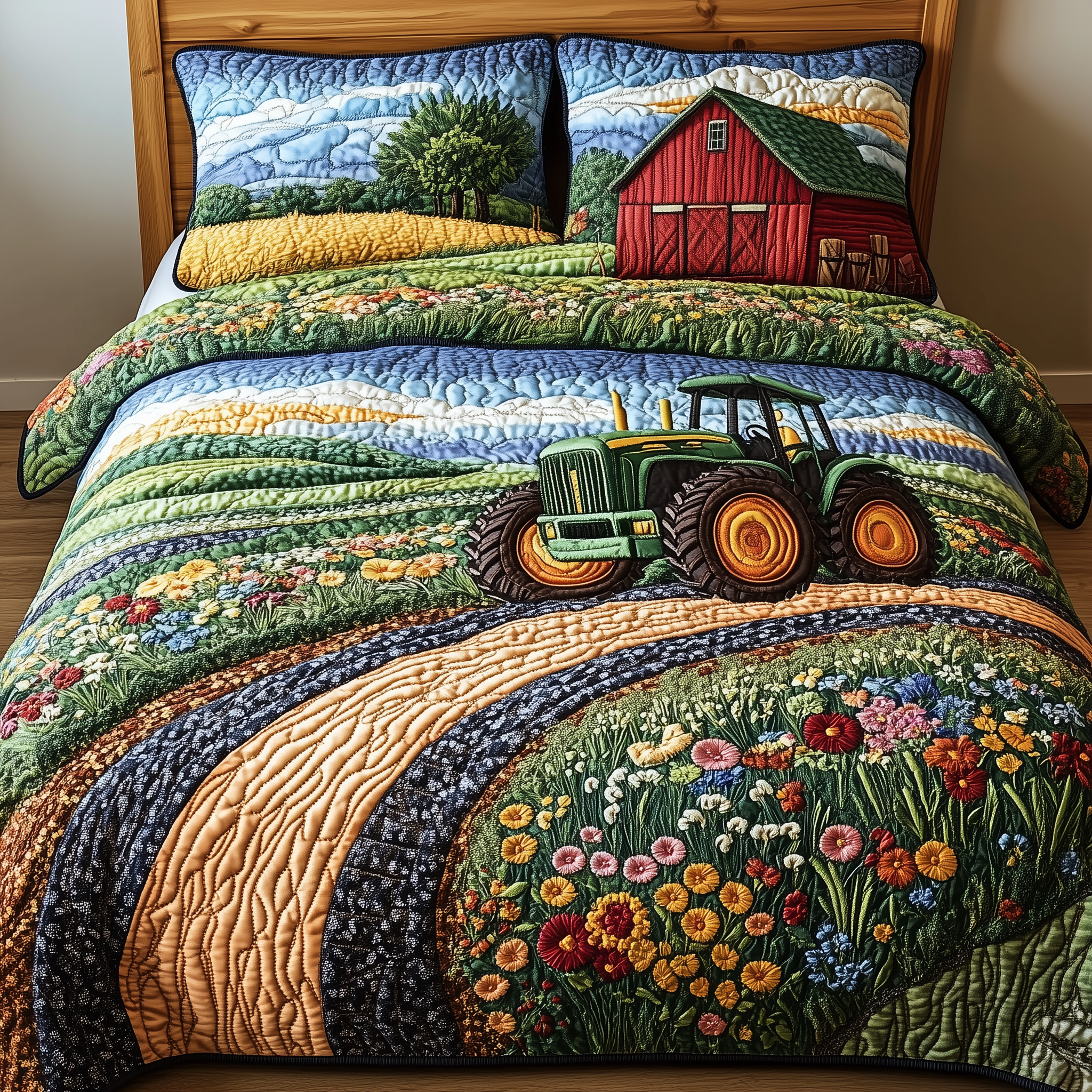 Tractor Quilted Bedding Set Duvet Cover Bedspread Set Item Mother To Be Gifts
