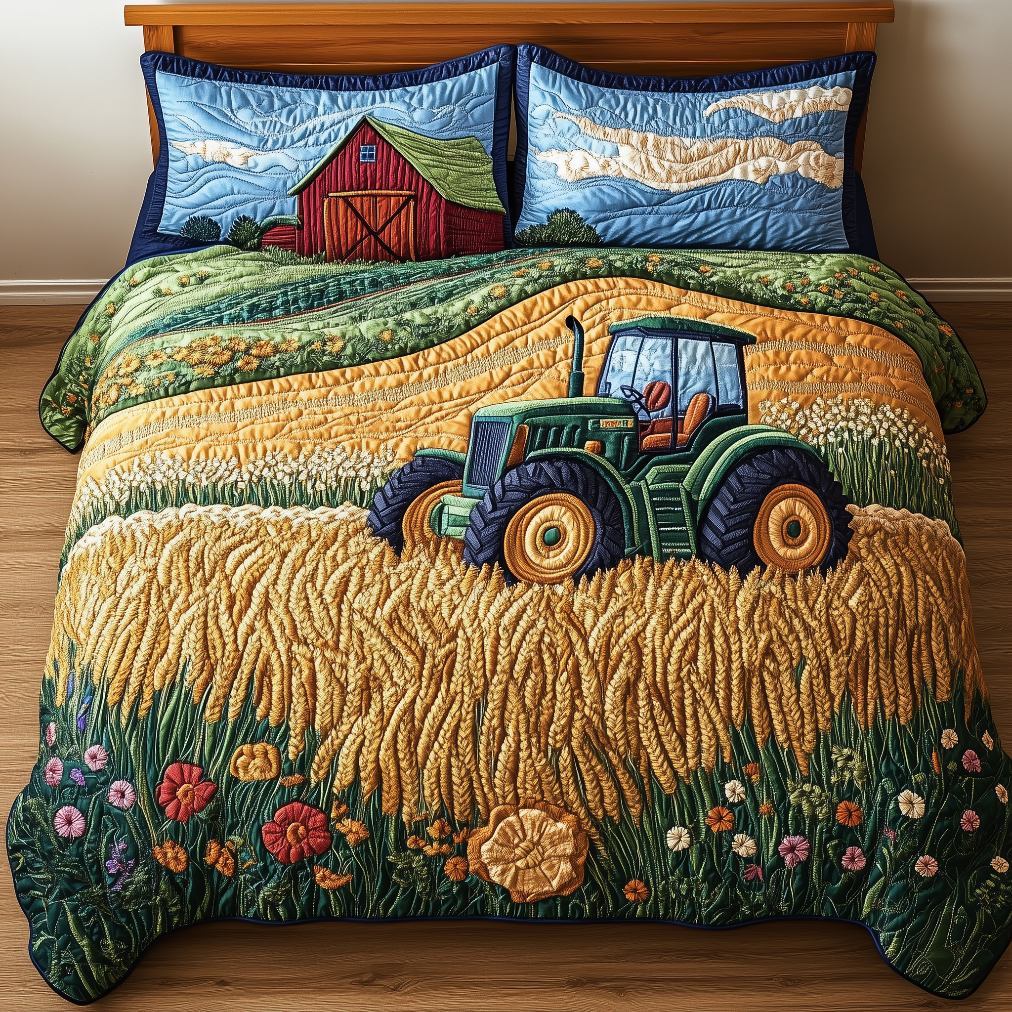 Tractor Quilted Bedding Set Duvet Cover Bedspread Set Item Mothers Day Present Ideas
