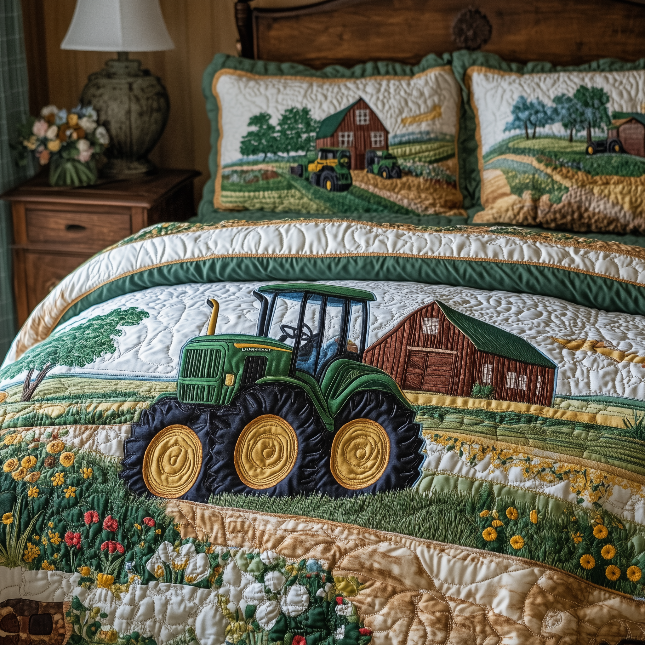 Tractor Quilted Bedding Set Duvet Cover Bedspread Set Item Mother'sDay Gifts From Daughter